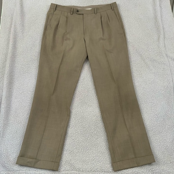Lauren Ralph Lauren Other - Lauren Ralph Lauren Pleated Dress Pants Men’s 38 x32 Tan Cuffed Career Preppy